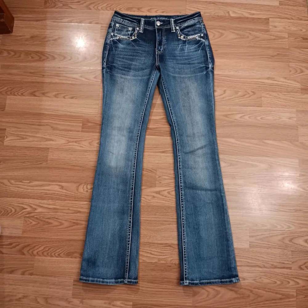 Grace in LA Embroidered Jeans - Picture 2 of 12